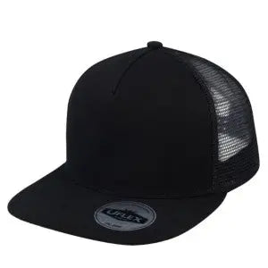5P Flat Trucker - Black