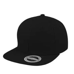 Kids 6P Flat Peak Snapback - Black